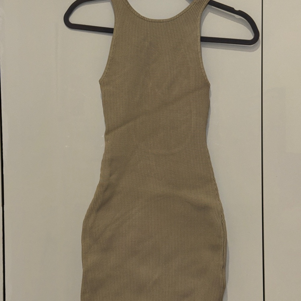 Aritzia Ribbed Mini Dress in Beige